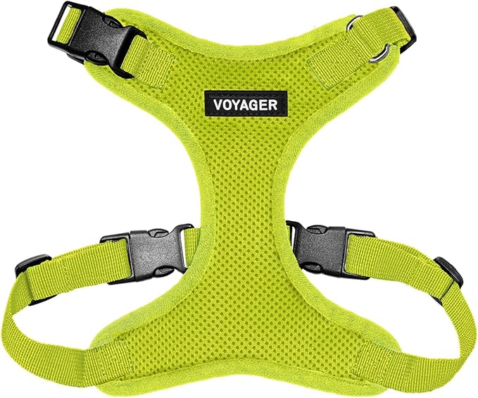 Voyager Step-in Lock Dog Harness - Lime Green, Medium | 17 - 21" in Chest, Adjustable, Breathable Air Mesh, Lightweight for Daily Walks, Strong Clips, Heavy Duty D-Ring by BestPetSuppliesLLC