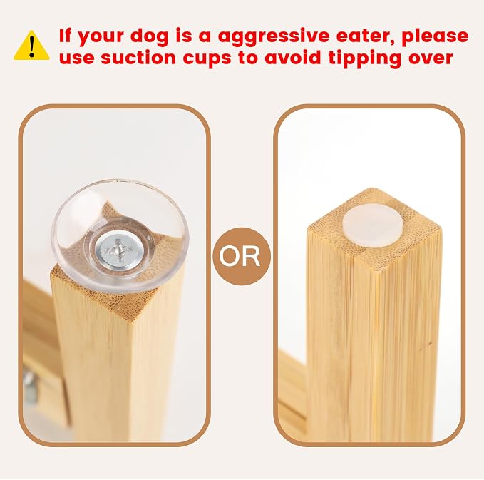 Elevated Dog Bowl Stand Adjustable Dog Food Holder 10”H Medium Bamboo | 10” Elevated Dog Bowl Stand, Medium Dogs, Adjustable, Fits 7”-10” Bowls, Single Bowl Holder, Natural Bamboo, Classic - Image 5