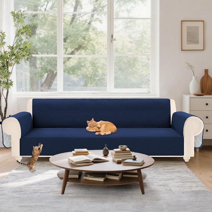 Velvet 100% Waterproof Couch Cover for Dogs Washable Sofa Covers for 3 Cushion Couch Pet Friendly Oversized Sofa Slipcovers Non Slip Furniture Protector with Pockets (XX-Large, Navy) - Image 7