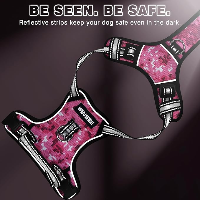 Dog Harness No Pull, Pet Harnesses with Dog Collar, Adjustable Reflective Oxford Outdoor Vest, Front/Back Leash Clips for Small, Medium, Large, Extra Large Dogs, Easy Control Handle for Walking - Image 7