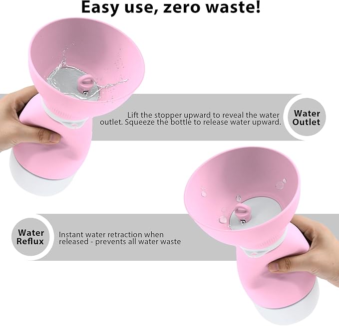 Portable Pet Water Bottle, Travel Water Food Container Pink | Silicone, Leakproof, Detachable Feeding Dish, Dog Cat, 2-in-1, Outdoors Feeding Drinking, Pet Essential, Park Outing, Beach - Image 2