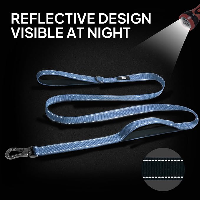Twoear 4FT 1IN Heavy Duty Dog Leash for Large Dogs with 2 Padded Handles | Traffic Handle Extra Control, Auto Lock Hook, Strong Reflective Walking Leash for Medium and Large Breeds, Dark Blue - Image 5