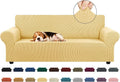 KEKUOU Stretch Couch Covers for Sofa, 3 Cushion Couch Slipcover,Champagne | 1-Piece Washable Sofa Cover Pet Friendly(78"-94") Furniture Protector Soft Jacquard, Elastic Bottom for Dogs & Kids by KEKUOU