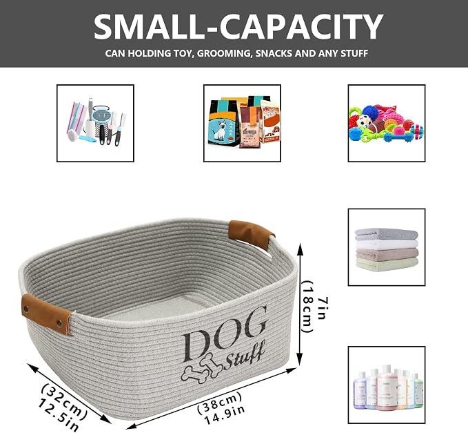 Morezi Durable Cotton Rope Dog Toy Storage, Large Dog Bin, Pet Bed, Puppy Toy Box - Perfect for Organizing Pet Toys, Blankets, Leashes, Clothing and Any Doggie Stuff - Gray - Image 3