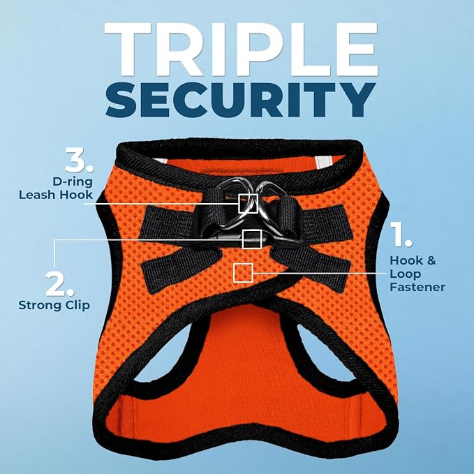 Best Pet Supplies Voyager Step-in Air All Weather Mesh Harness and Reflective Dog 5ft Leash Combo with Neoprene Handle, for Small, Medium and Large Breed Puppies - Orange/Black Trim, Small - Image 2