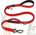 Dog Leash Heavy Duty, Bungee Leash Reflective Car Seat Belt for L Dogs Red | 4-6FT Strong Shock Absorbing Tactical with 2 Padded Handles, Dog Tug Lead for Large XL Dogs Walking Running Training by Misthis