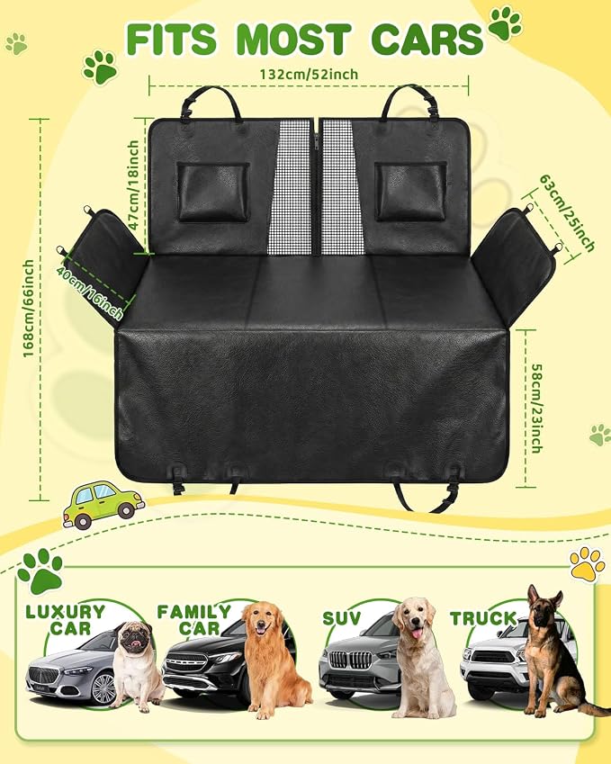 Victoper Dog Car Seat Cover, 600D Heavy Dute Car Seat Cover for Dogs Pets,100% Waterproof Anti-Scratch Nonslip Dog Hammock for Cars, Hard Bottom Seat Covers Protector for Sedan SUV Truck PU Leather - Image 4