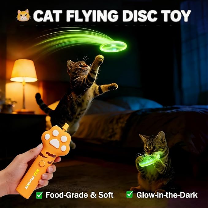 20Pcs Cat Toy Flying Discs, Interactive Cat Fetch Toy for Indoor Cats, Chasing Hunting Training Toys for Kittens & Adult Cats（20Pcs） - Image 4