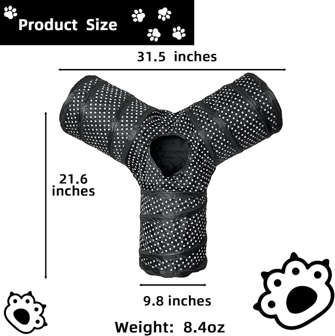 Cat Tunnel Collapsible, More Interactive Indoor Play Toy Tube for Cats & Kittens with Hanging Ball and Peekaboo Holes(Y) - Image 2