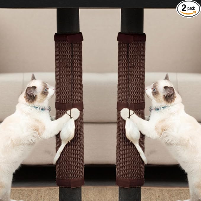 JanYoo 2 Pieces Cat Scratcher Mat for Table Leg Sisal Cat Scratching Pad Scratch Mat for Cat Scratch Pad Rug 19.69 × 9.84 in(Brown) by JanYoo
