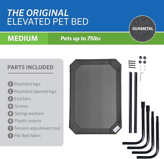 Coolaroo Original Elevated Dog Bed - Breathable Off-The-Ground Pet Bed with Cooling Fabric, Joint Relief & Moisture-Resistant Fabric, 100% Recyclable, Easy Clean, Gunmetal, Medium - Image 5