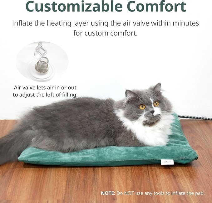 Outdoor Cat Heating Pad, 15.7" x 11.8", 30W, Green | Water-Resistant Bottom, Adjustable Cushion Loft, Auto Temperature Control, Ideal for Feral Cats, Kittens, Small Cat Houses - Image 3
