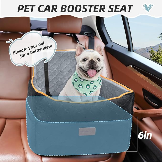 HEGGCOOE Small Dog Car Seat, Memory Foam Dog Booster Seats with Thick Cushion for Medium Dogs Under 35lbs, Detachable Washable Pet Car Seat Bed with Storage Pockets,2 Safety Belts - Image 2
