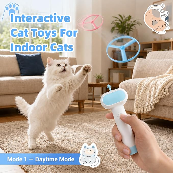Cat Fetch Toy with Flying Disc Launcher, Rechargeable & Large-capacity | Interactive Cat Chase Hunting Tracking Toy with 5 Soft & Flexible Discs, Flying Disc Toy for Indoor Bored Kitten & Adult Cat - Image 5
