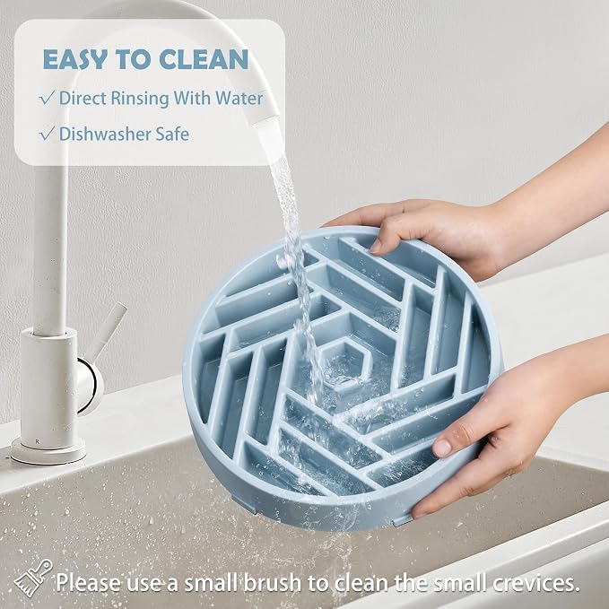 TOBYTO Slow Feeder Dog Bowls Large Medium Breed,Anti-Choking Slow Eating Dog Food Bowl,Non Slip Pet Slower Food Feeding Bowls Large Puzzle Slow Feeder Bloat Stop Maze Dog Dishes,Mist Blue - Image 7