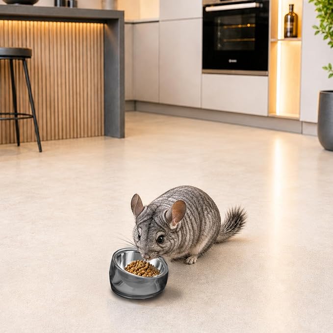 Felli Oblik 15° Tilted Small Animal Bowls for Pet Food & Water 6 oz Stainless Steel Dish Removable, Slanted Metal Plate Feeder for Kitten Puppy Rabbit Bunny Guinchilla Pig (0.75 Cups, Smoky) - Image 8