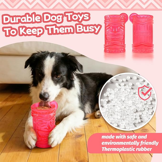 Dog Slow Feeder, Dual Chambers Stuffable Dog Toys, Frozen Treat Enrichment Toy, Treat Dispensing Puzzle Toy for Boredom & Anxiety Relief, Small Medium Large Dogs - Image 2