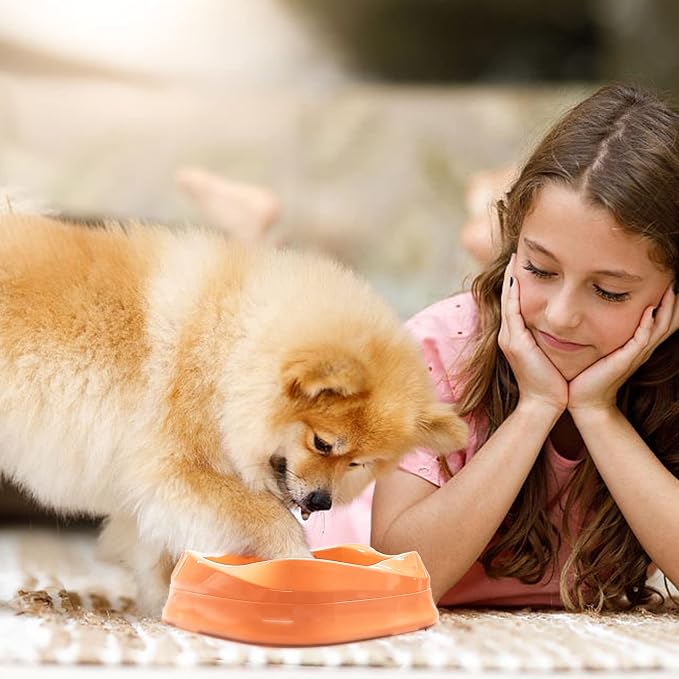 VANNON Slow Feeder Dog Bowls Non Slip Puppy Bowl Durable Dog Puzzle Feeder Bloat Stop Food Bowls for Puppy and Small Dogs, BPA Free, 2 Cups, Orange - Image 7