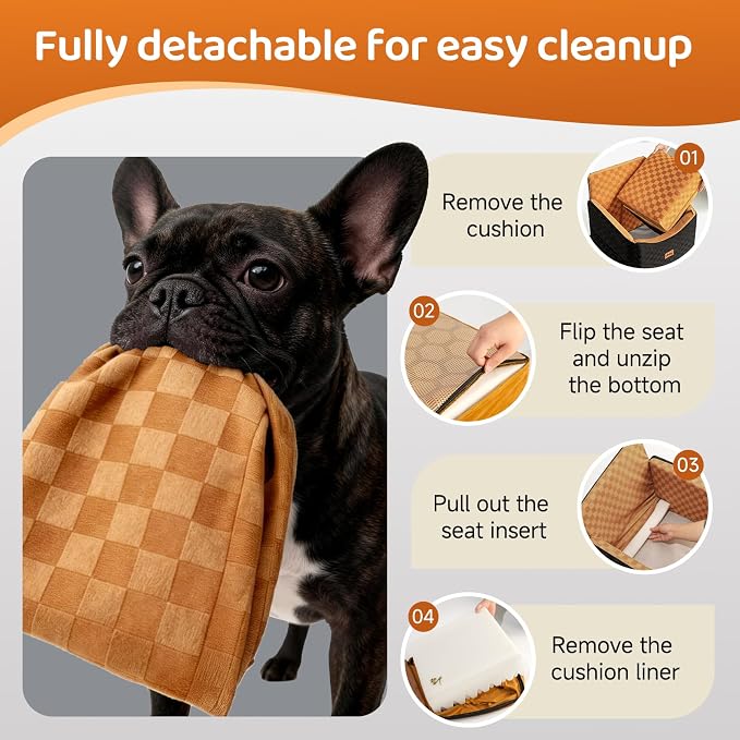 Dog Car Seats for Small Medium Dogs Up to 35lbs | Elevated Dog Booster Seat with Detachable Washable Cover & Cushion | Memory Foam Pet Car Travel Seat with Safety Belt and Storage Pockets - Image 5