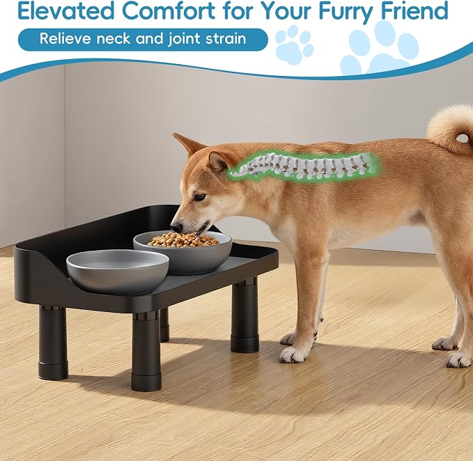 Raised Dog Food Bowl Stand Feeding Station Adjustable 16in Wide | 3 Adjuastable Heights, with Splash Gard, Pet Cat Large Dogs Universal, No Bowl Included - Image 3