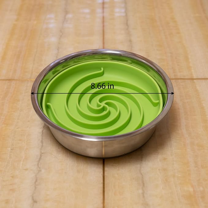 Bifeaw Slow Feeder Dog Bowls, Dishwasher Microwave Safe Silicone Puppy Puzzle Bowl with Non-Slip Design for Eating (Green and Orange) - Image 5