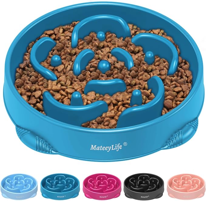 MateeyLife 1-Pack Slow Feeder Dog Bowls, 4 Cups, Dog Puzzle Feeder Bowl | Food-contact safe, dishwasher safe, non-slip base, maze design, for fast eaters, for dogs and cats, daily mealtimes by MateeyLife