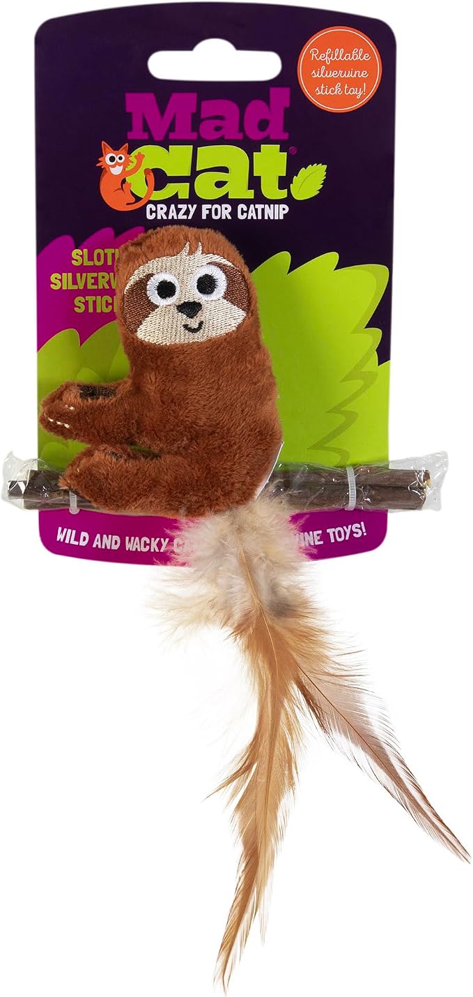 Mad Cat Sloth with Sticks Catnip and Silvervine Plush Cat Toy, Pack of 4 | Soft feather accents spark batting, chasing and pouncing, cuddly set felines enjoy during energetic play sessions at home by Unknown
