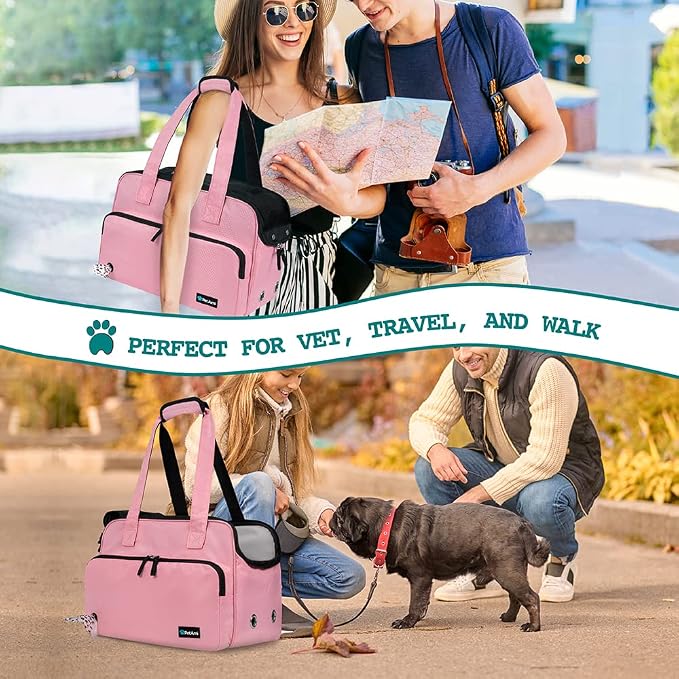 PetAmi Small Dog Purse Carrier, Soft-Sided Pet Carrier Bag with Pockets, Portable Puppy Cat Travel Handbag Tote, Airline Approved Breathable Mesh, Poop Bag Dispenser, Max 18 lbs, Pink - Image 7