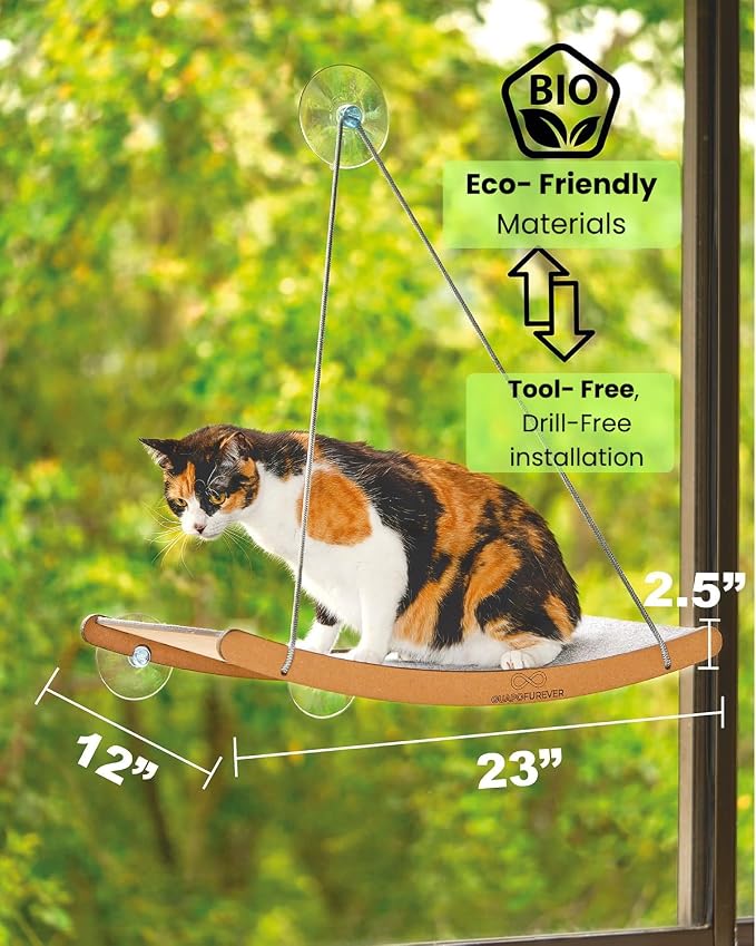 Cat Window Hammock for Large Cats – Strong Suction Cup Cat Window Perch Bed, Durable Eco, Washable Cover, Space Saving Window Seat for Indoor Cats (XL) - Image 3