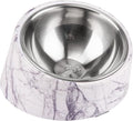 SuperDesign Mess Free 15° Slanted Bowl for Dogs and Cats, Tilted Angle Bulldog Bowl Dog Feeder, Non-Skid & Non-Spill, Easier to Reach Food S/0.5 Cup Marble Pattern by SUPERDESIGN