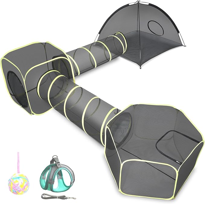 Wilwolfer 5 in 1 Cat Enclosure - Outdoor Cat Tent with Tunnel & House - Portable Pet Playpen for Cats, Puppies & Small Animals by Wilwolfer