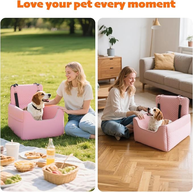 ALL GOOD PET SUPPLIES Dog Car Seat for Small/Medium Dogs Under 35lbs | Soft Memory Foam Booster Car Seat with Detachable Washable Cover and Elevated Cushion, Puppy Dog Car Bed - Image 6