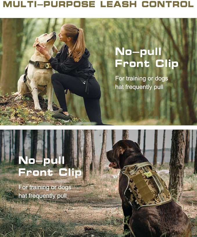 Dog Harness, Tactical No Pull for Small Sized Dog with Handle | Breathable Soft Padded, Adjustable, Reflective, Molle System, Heavy Duty, No Choke for Walking Training, Desert Camo Small - Image 3