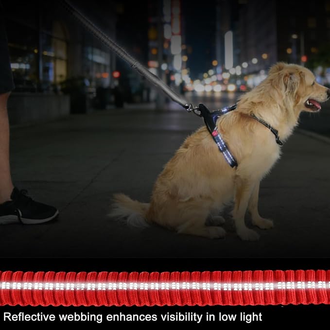 Dog Leash Heavy Duty, Bungee Leash Reflective Car Seat Belt for L Dogs Red | 4-6FT Strong Shock Absorbing Tactical with 2 Padded Handles, Dog Tug Lead for Large XL Dogs Walking Running Training - Image 6