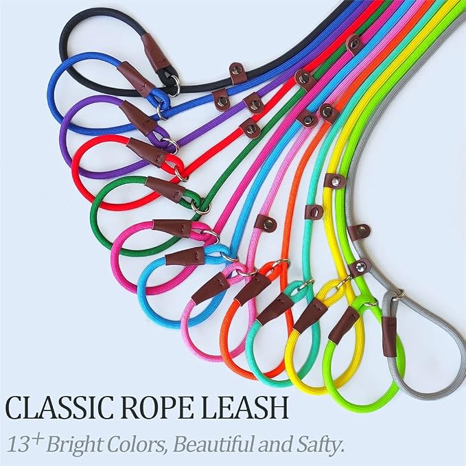 MayPaw Slip Lead Control Leash for Dogs No Pull 7 FT Pet Slip Leash, 1/4 in | 13+ Colors Classic Dog Lead Rope Leashes for Small Medium Animals (7ft*1/4", Yellow) - Image 4