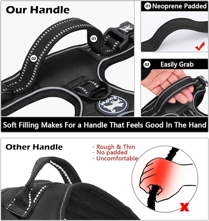 PoyPet No Pull Dog Harness Small with Front Clip & Neck Release Buckle | No Choke, Adjustable Vest, Reflective, Back Clip, Lockable, Soft Padded, Easy Control Handle for Walking Training, S, Black - Image 5