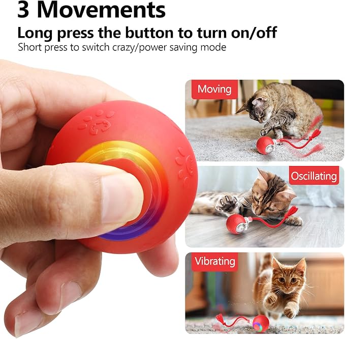 Moving Pet Ball, Cat String Toy for Indoor Cats & Small Dogs | juguetes para gatos|chirping bird cat toy|motion activated cat toy|cat toys for bored indoor adult cats - Image 4