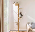 Wild Simulation Cat Tree for Kittens, 5-Level Floor to Ceiling Cat Wall Shelves with Sisal Mat Platforms, Rotating Wall-Mounted Climbing Tower for Scratch, Lookout & Perch by PELUOMOZ