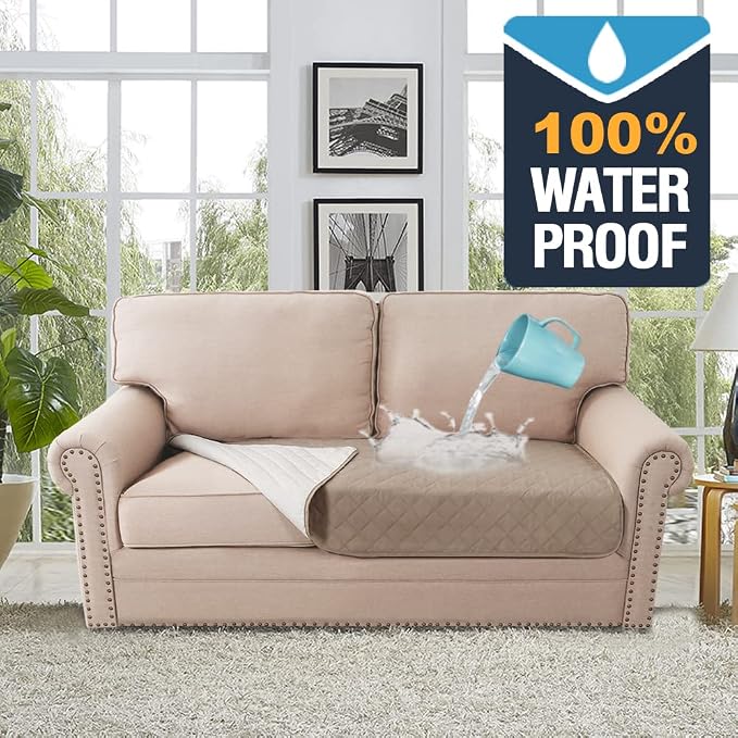H.VERSAILTEX Couch Cover for Dogs Washable 100% Waterproof Sofa Cushion Cover Dog Bed Cover Non-Slip Pet Blanket for Sofa Cushion Protector, 35" x 62", Khaki - Image 3