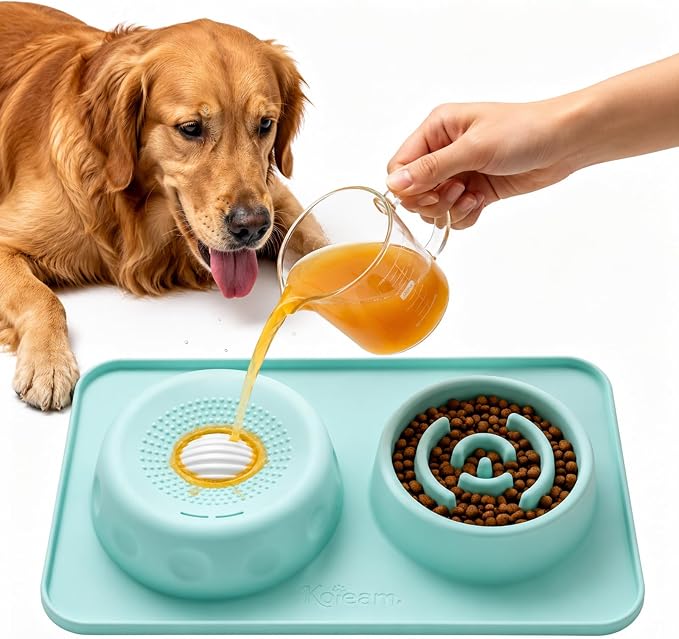 2 in 1 Silicone Slow Feeder Dog Bowl & Lick Bowl,Pet Feeding Bowl | Food Grade Silicone for Slow Eating, Anxiety Relief & Mental Stimulation, Non-Slip Dog and Cat Bowl by koieam