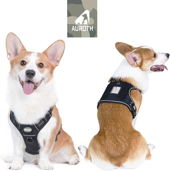 AUROTH Tactical Harness for Small Medium Dogs No Pull Adjustable Pet Harness Reflective K9 Working Training Easy Control Vest Military Service Dog Harnesses Black M | Heavy Duty with Handle, Breathable Padded, Reflective, Military K9, Easy Control for ... - Image 2