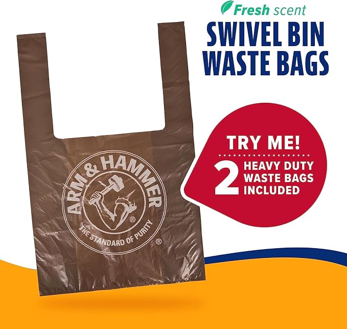 Arm & Hammer Swivel Bin & Rake Dog Pooper Scooper, Includes 2 Waste Bags | Includes 2 Heavy Duty Scented Waste Bags for Easy, No Touch Disposal - Image 6