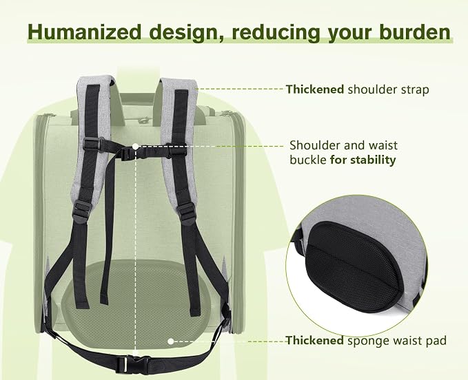 Pecute Cat Backpack with Widened Interior Space, Upgraded Dog Backpack Carrier with Various Ways to Carry, Pet Backpack with Breathable Mesh, Pet Travel Carrier with Soft Padded, Reinforced Support | Breathable Mesh, Reinforced Support, Various Carry W... - Image 9