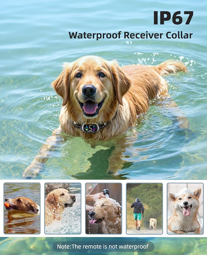 2-in-1 Dog Shock Collar and Bark Collar for Dogs – 3300FT Dog Training Collar with Remote, IP67 Waterproof e Collar with Anti-Bark/Beep/Vibration/Shock Modes for Small Medium Large Dog(8-120Lbs) - Image 5