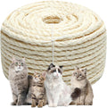 Natural Sisal Rope 1/4 Inch 6mm 98-Feet for Cat Scratching Post Tree Tower Replacement Repair and Replace, DIY Hemp Twine Rope for Cat Scratching Furniture Window Perch and Crafts Gardening by Juomid