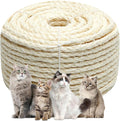 White Sisal Rope 1/4 Inch by 32-Feet for Cat Scratching Post Tree Tower Replacement Repair and Replace, DIY Hemp Twine Rope for Kittens Shelves Furniture Window Bed Perch House Climbing, 6mm by 10m by Juomid