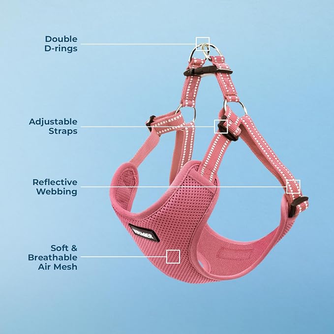 Voyager Step-in Flex Adjustable Dog Harness - Pink, X-Small | 13 - 16" in Chest, Fully Adjustable, Reflective Bands, All Weather Breathable Air Mesh, Lightweight, Fast Drying - Image 3