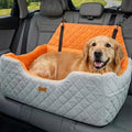 Dog Car Seat for Large Medium Dogs up to 55 lbs, Memory Foam Dog Booster Seat with Storage Pocket, 2 Safety Leashes,Washable Cover, Portable Anxiety Pet Travel Bed, Gray by Easthome