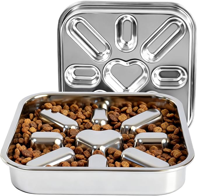 Stainless Steel Slow Feeder Dog Bowls Medium & Large Breed 3 Cups, Food Grade 304, Non-Slip Base, Deep Ridges to Slow Eating, Metal Slow Feeder Dog Bowls, Dishwasher & Chew-Proof & Rustproof by Unknown