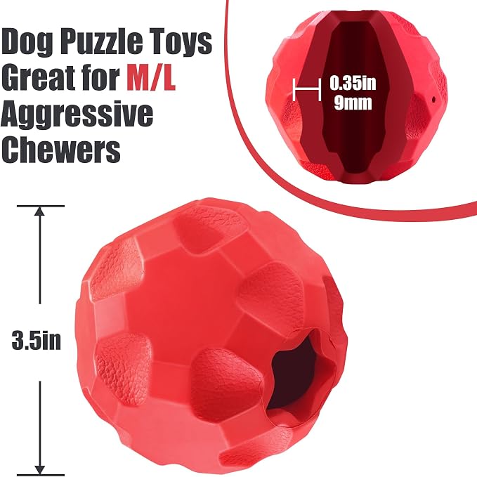Rubber Treat Dispensing Dog Toys for Aggressive Chewers Large Breed | Dog Treat Ball for Dogs, Balls for Dogs, Interactive Dogs Toys for Boredom to Keep Them Busy, Treat Toy Ball - Image 2